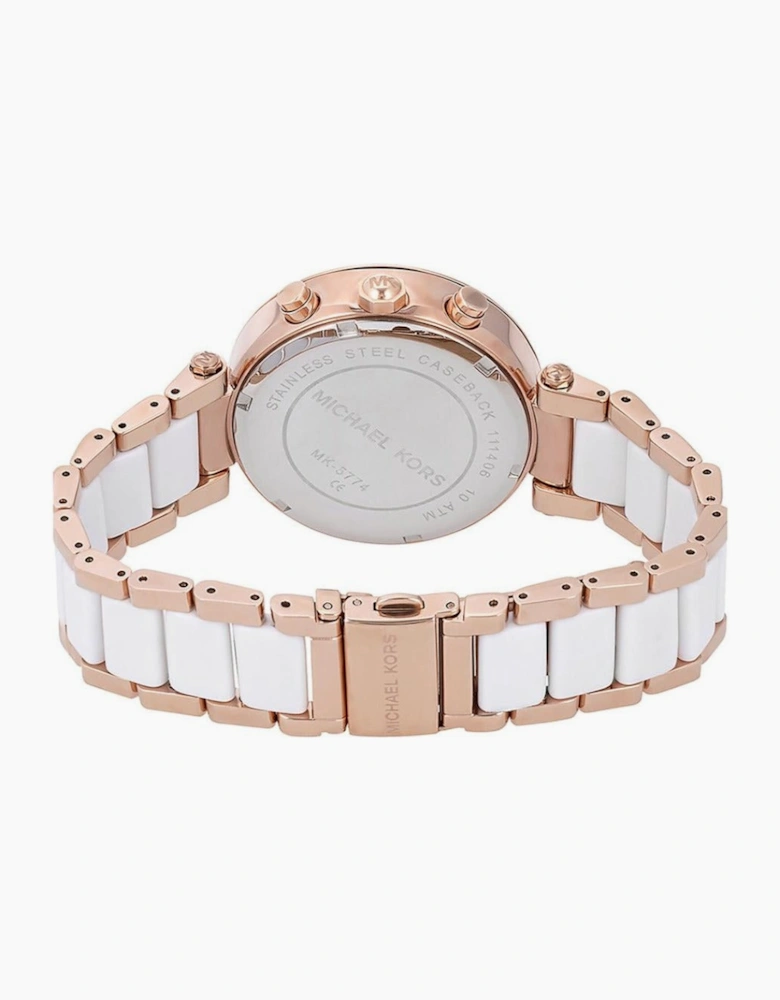 Michael Kors MK5774 Parker White & Rose Gold Chronograph Ladies Watch