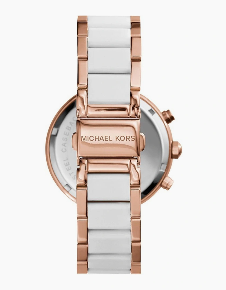 Michael Kors MK5774 Parker White & Rose Gold Chronograph Ladies Watch