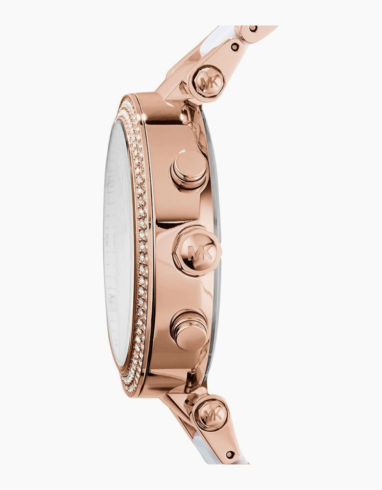 Michael Kors MK5774 Parker White & Rose Gold Chronograph Ladies Watch
