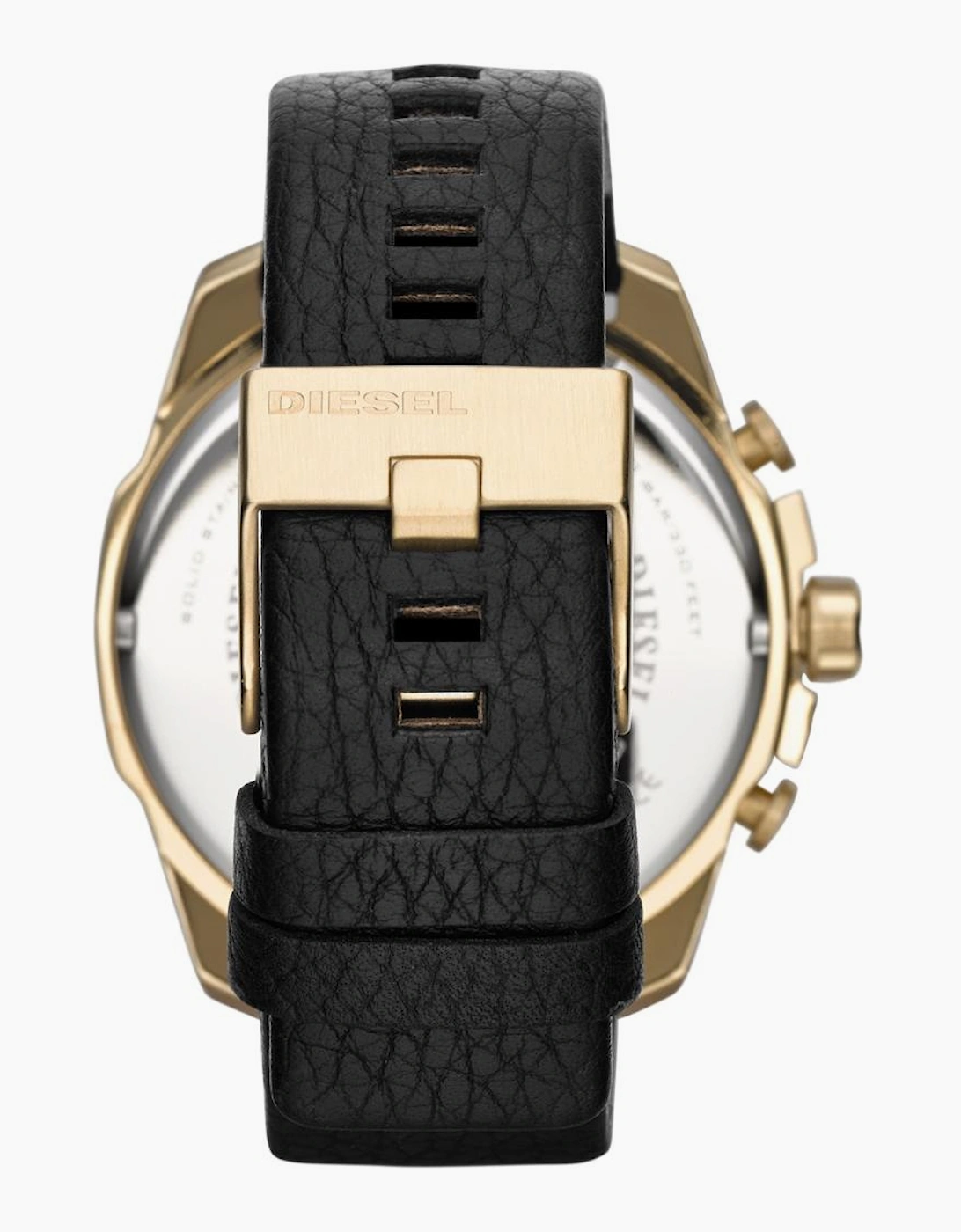 Diesel DZ4344 Gold & Black Mega Chief Leather Chronograph Men's Watch