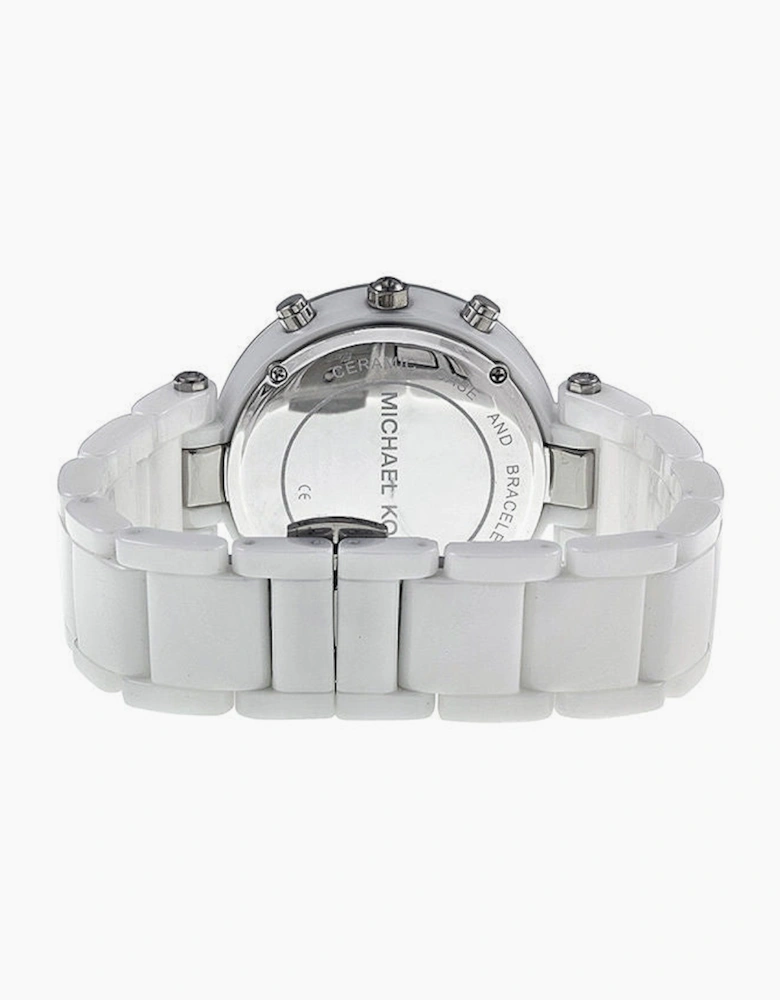 Michael Kors MK5848 Parker White Glitz Chronograph Ceramic Ladies Watch