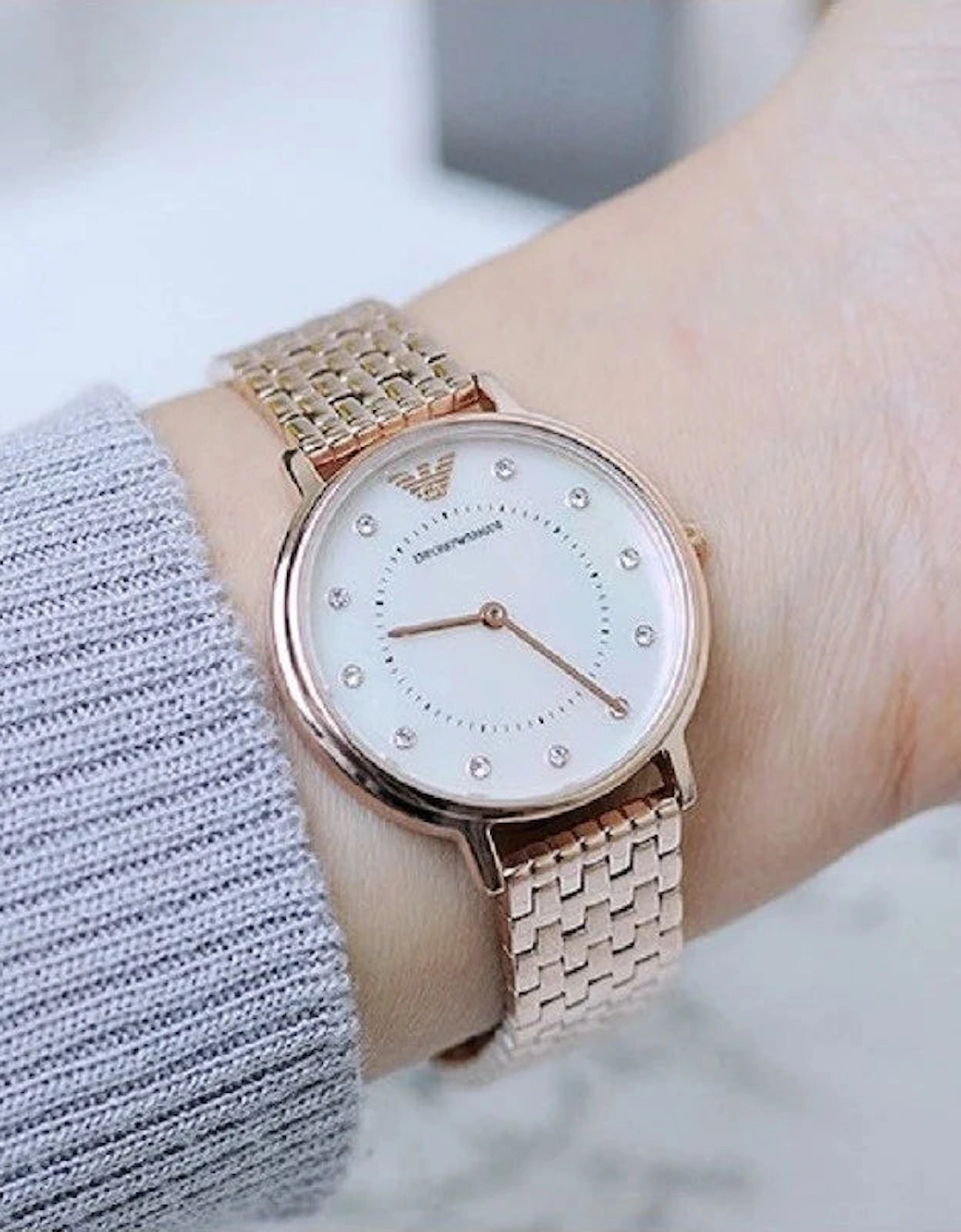 Emporio Armani AR11007 Gold Mother of Pearl Ladies Watch
