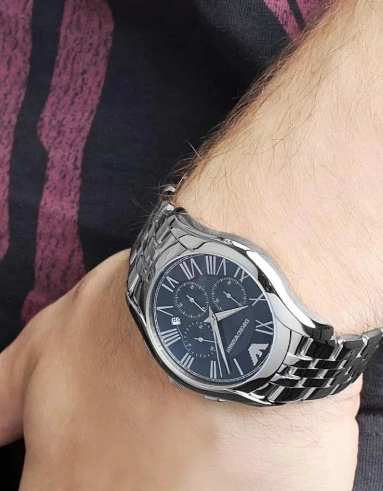 Emporio Armani AR1787 Blue Dial Silver Chronograph  Men's Watch