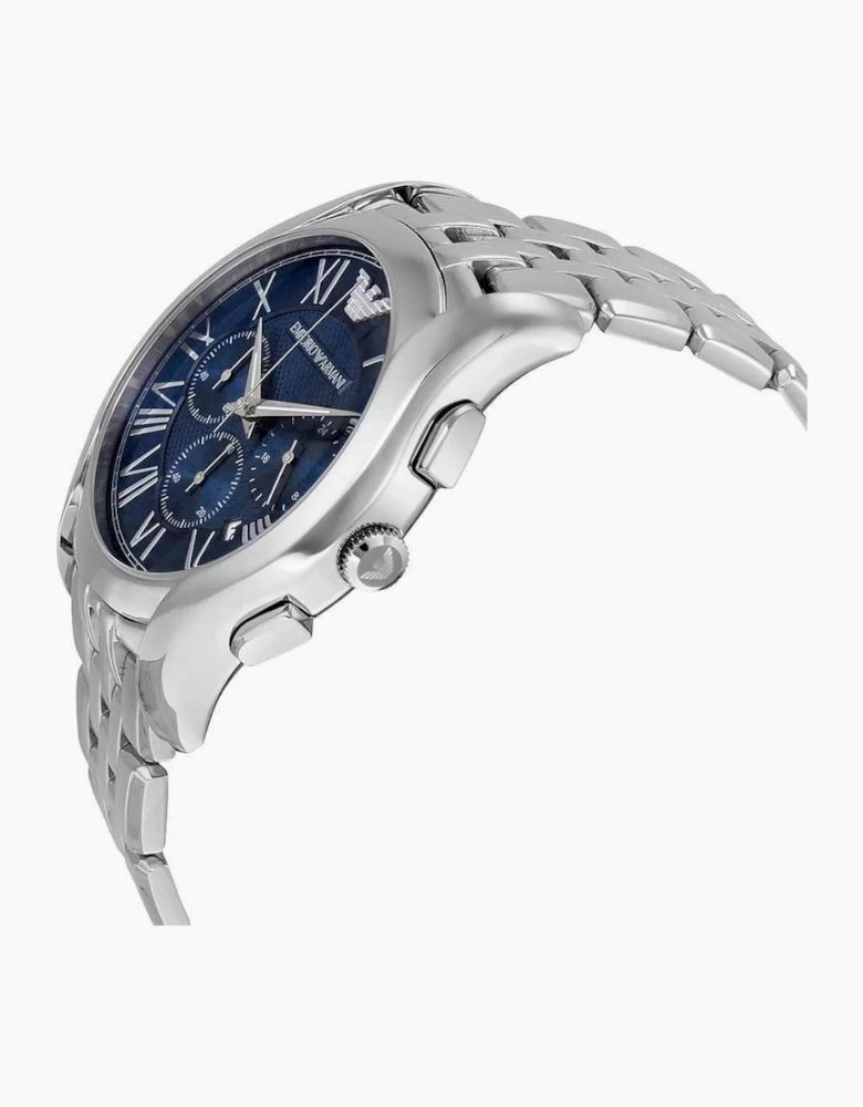 Emporio Armani AR1787 Blue Dial Silver Chronograph  Men's Watch