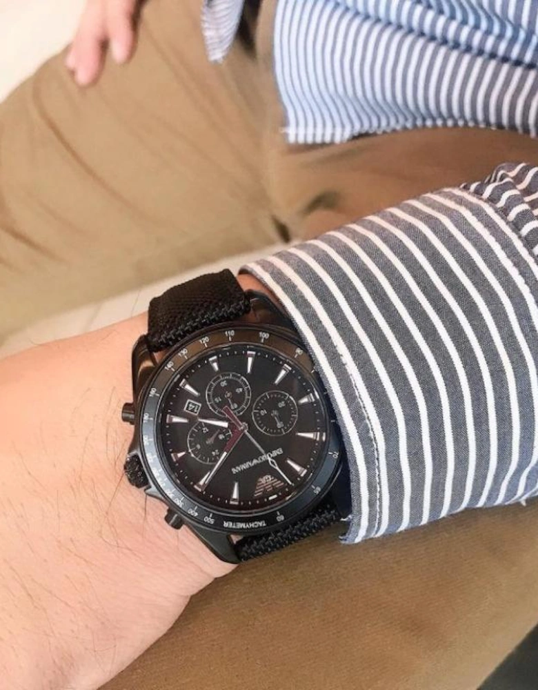 Emporio Armani  AR6131 Black Fabric Strap Chronograph  Men's Watch