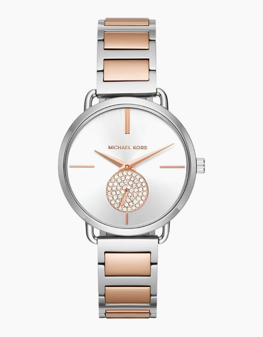 Women's Michael Kors MK3709 Silver & Rose Gold Portia Bracelet Ladies Watch