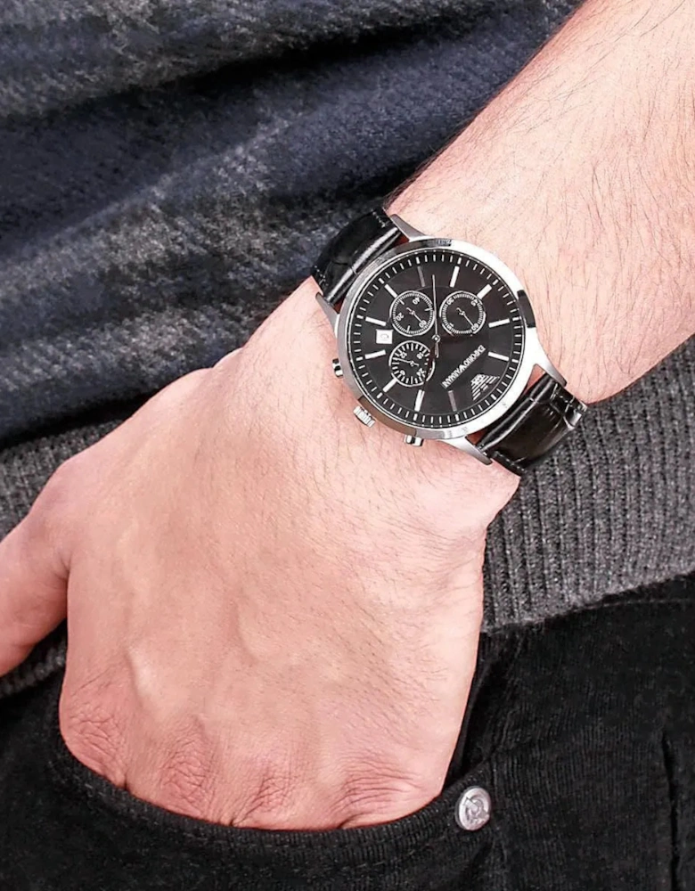 Emporio Armani AR2447 Black Leather Chronograph Men's Watch