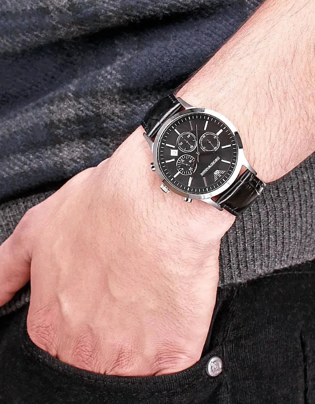Emporio Armani AR2447 Black Leather Chronograph Men's Watch