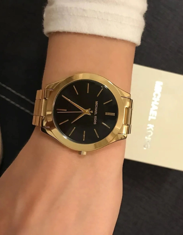 Michael Kors Ladies  Slim Runway Gold Watch MK3478