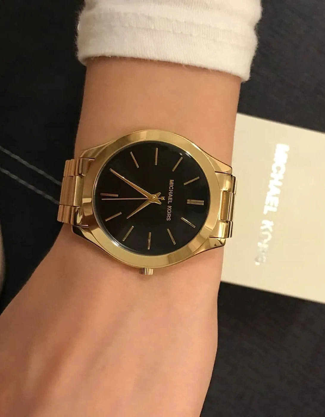 Michael Kors Ladies  Slim Runway Gold Watch MK3478