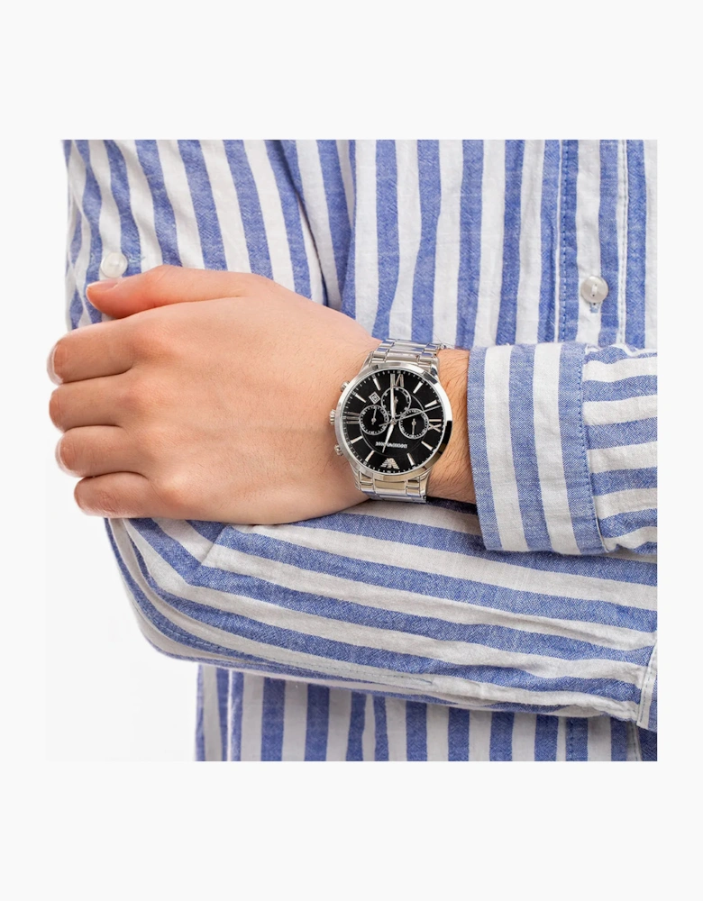 Emporio Armani  AR11208 Silver and Black Chronograph Men's Watch