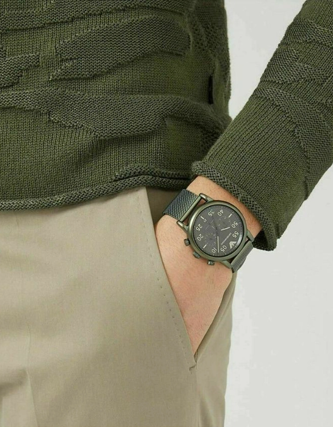 Emporio Armani AR11115 Sport Khaki Green Mesh Men's Watch