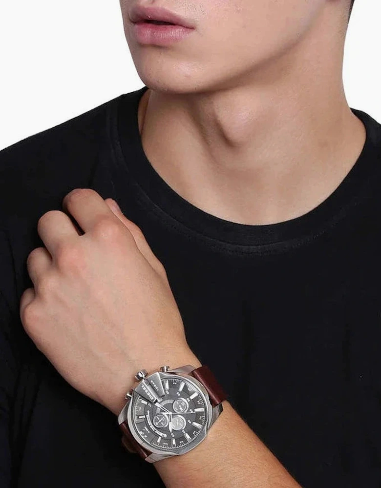 Diesel DZ4290 Mega Chief Brown Leather Chronograph Men's Watch