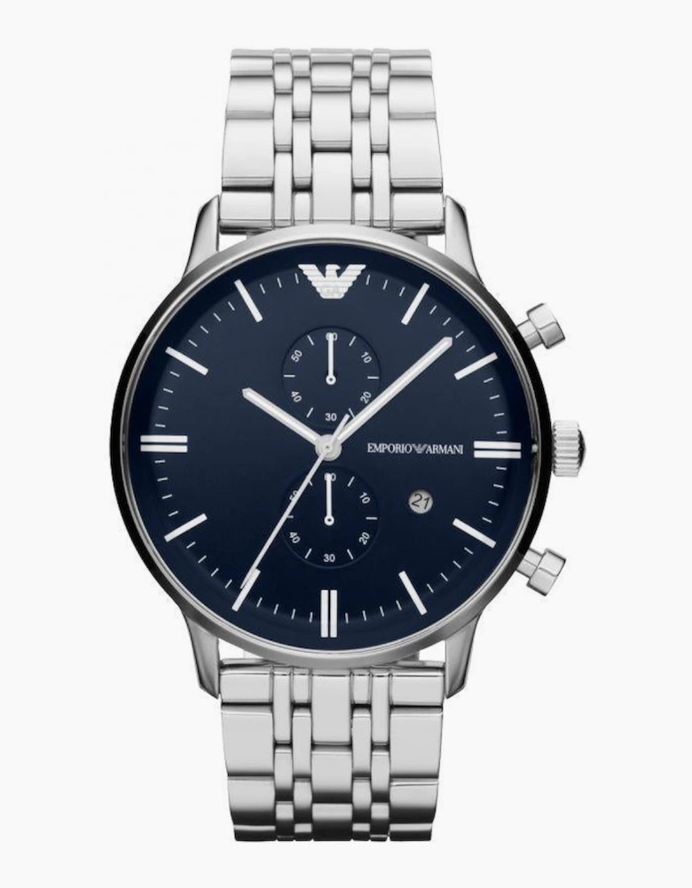 Emporio Armani AR80013 Blue Dial Silver Chronograph Men's Watch