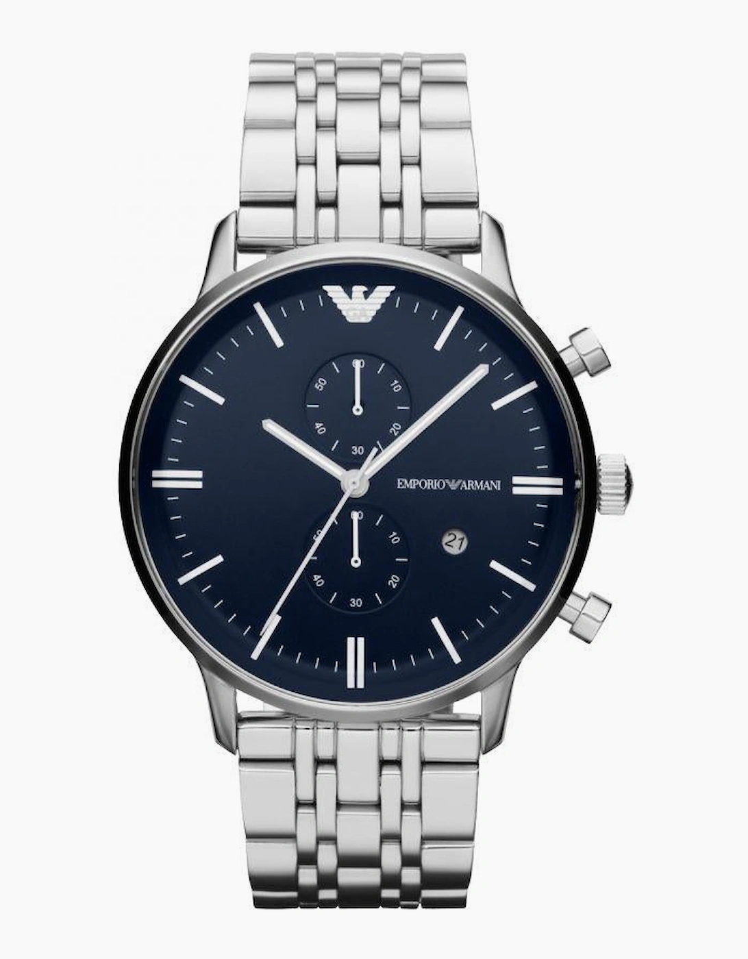 Emporio Armani AR80013 Blue Dial Silver Chronograph Men's Watch