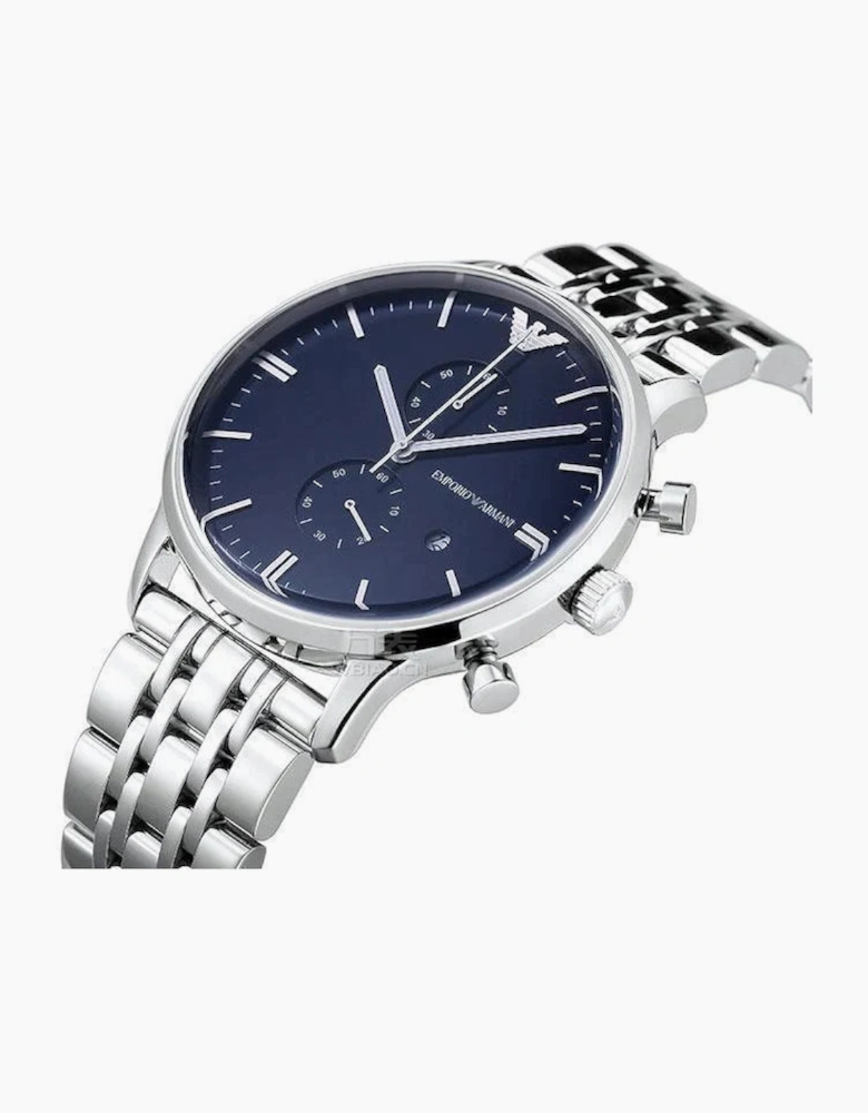 Emporio Armani AR80013 Blue Dial Silver Chronograph Men's Watch
