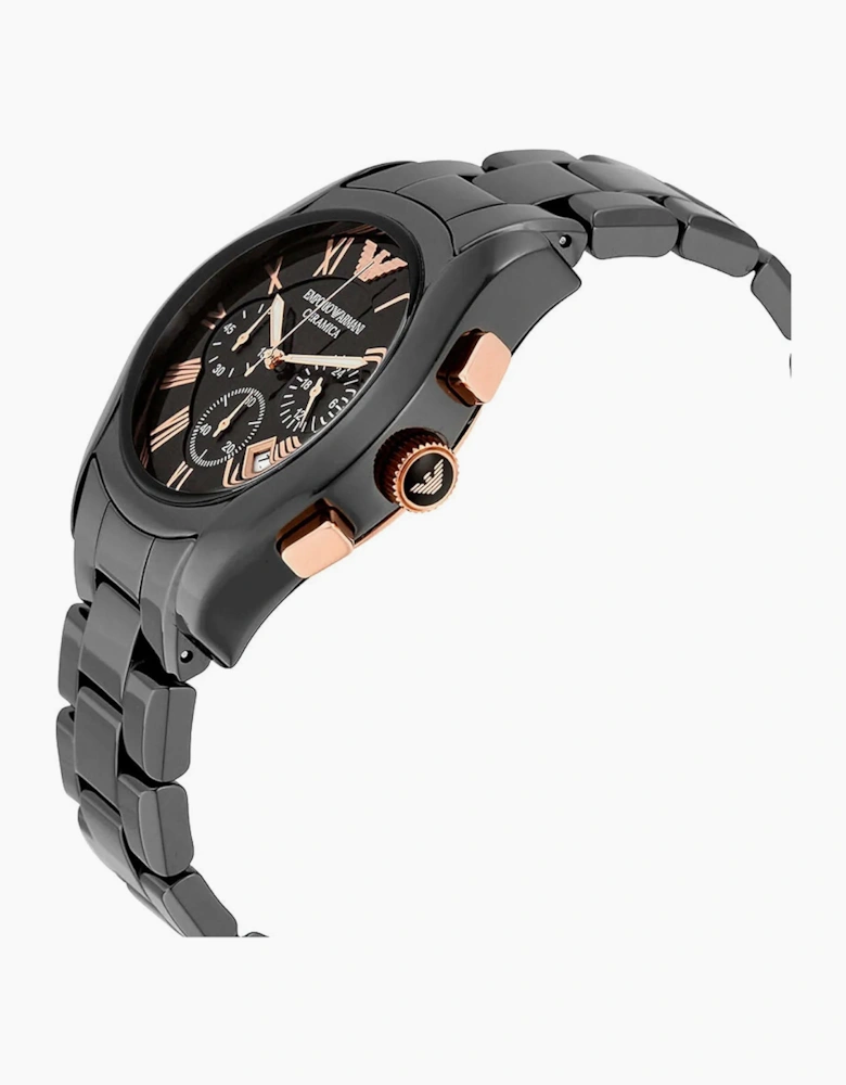 Emporio Armani AR1410 Black Rose Gold Ceramic Chronograph Men's Watch