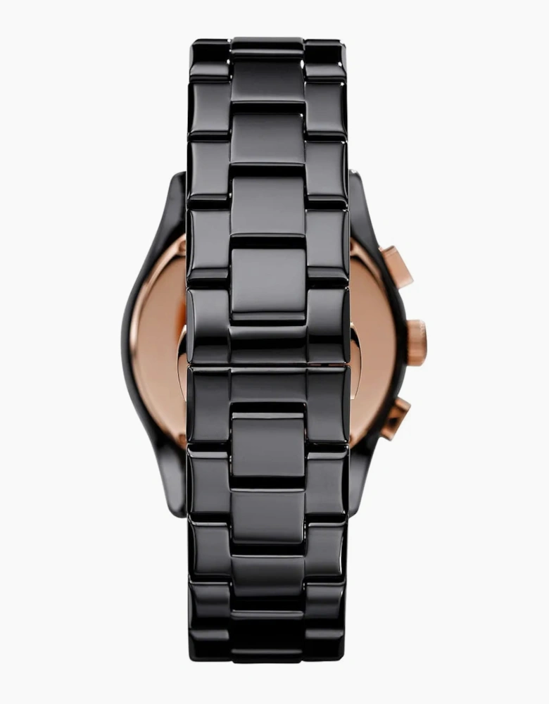 Emporio Armani AR1410 Black Rose Gold Ceramic Chronograph Men's Watch