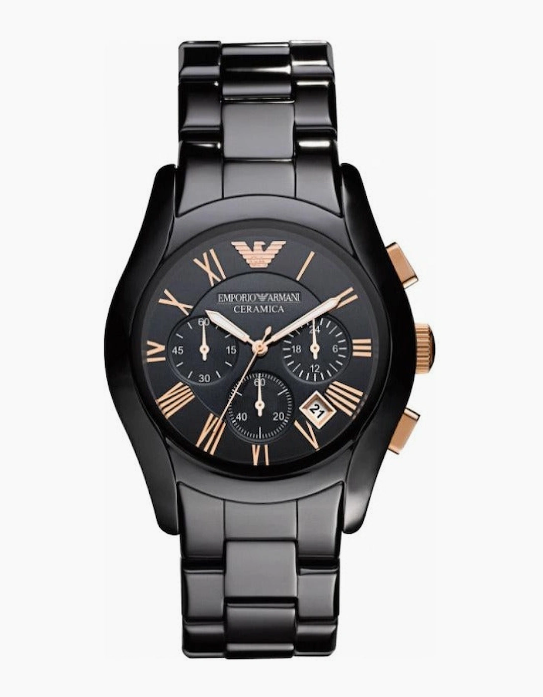 Emporio Armani AR1410 Black Rose Gold Ceramic Chronograph Men's Watch