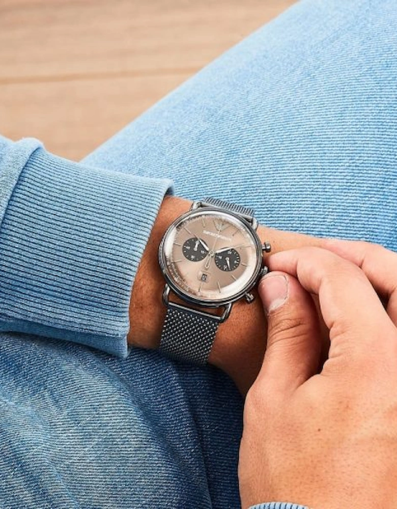 Emporio Armani AR11141 Gunmetal Gray Mesh Chronograph Men's Watch