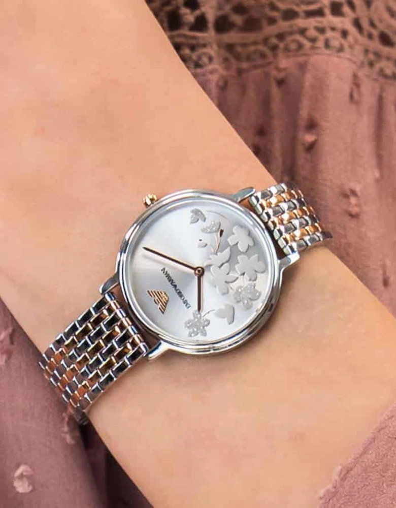 Emporio Armani AR11113 Silver Rose Gold Ladies Watch