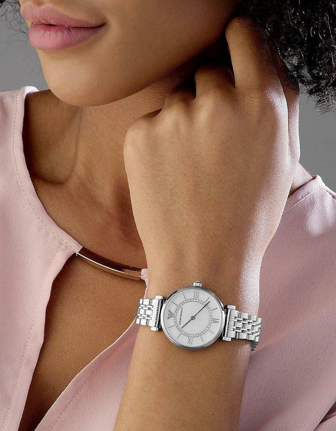 Emporio Armani AR1908 Silver Crystal Ladies Watch