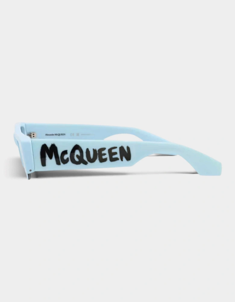 Square Rectangle Sunglasses Light Blue Black