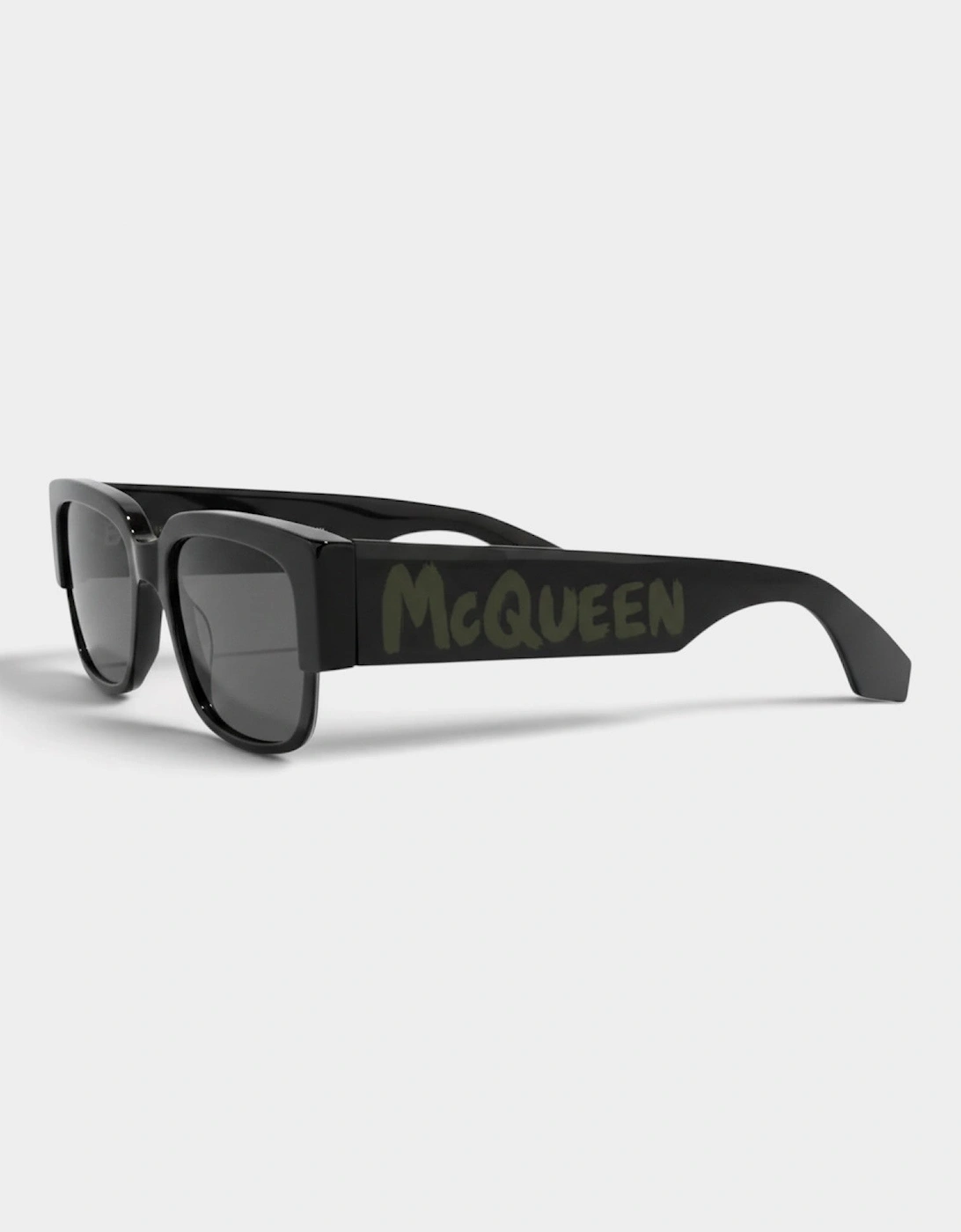 Square Frame Acetate Mirrored Sunglasses Black Green