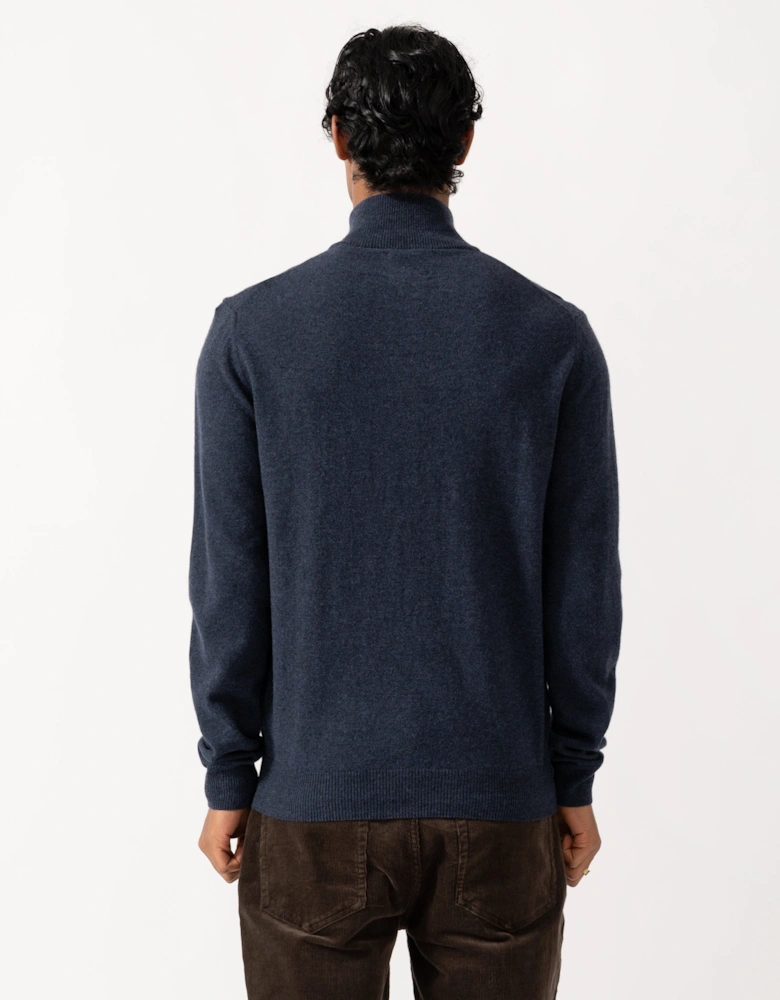 GANT Mens Superfine Lambswool Full Zip Sweater - 480 Dark Navy Melange