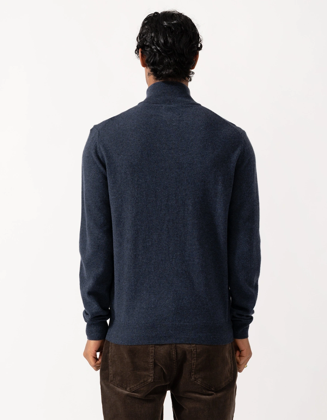 GANT Mens Superfine Lambswool Full Zip Sweater - 480 Dark Navy Melange