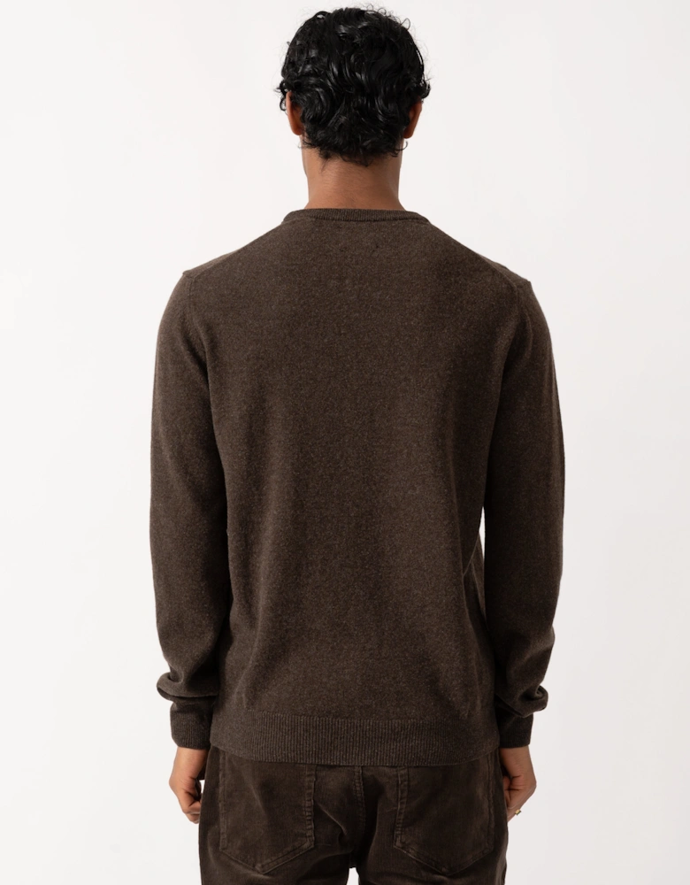 GANT Mens Superfine Lambswool Crew Neck Sweater - 280 Dark Brown Melange
