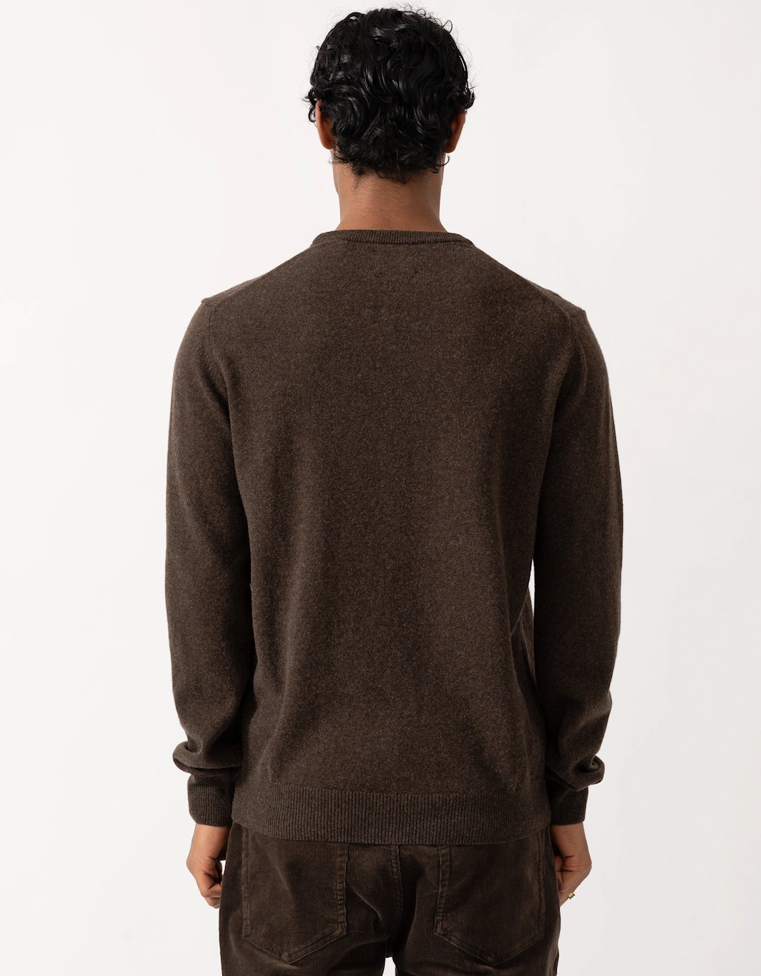 GANT Mens Superfine Lambswool Crew Neck Sweater - 280 Dark Brown Melange