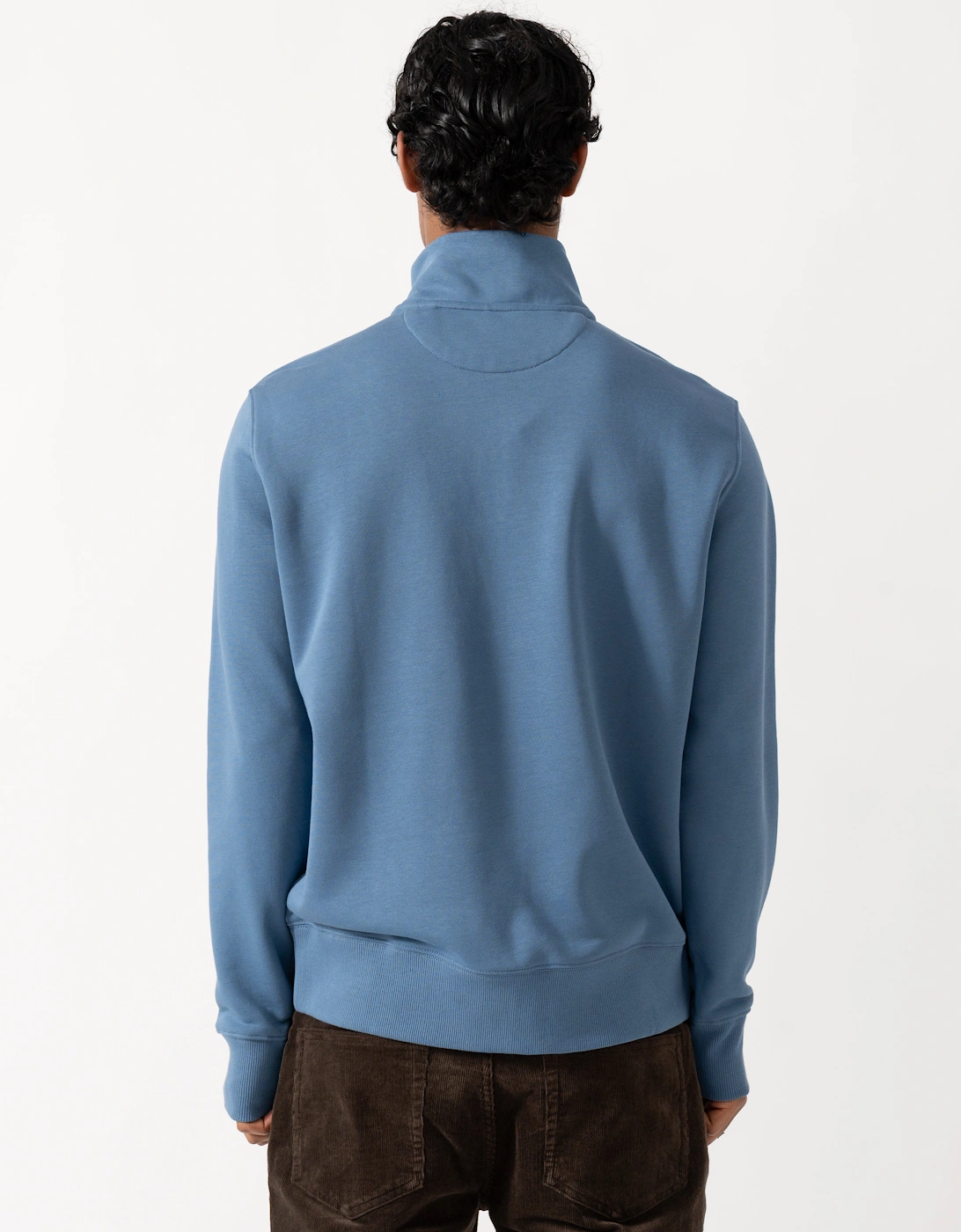 GANT Mens Regular Fit Shield Logo Half Zip Sweatshirt - 476 Blue Horizon