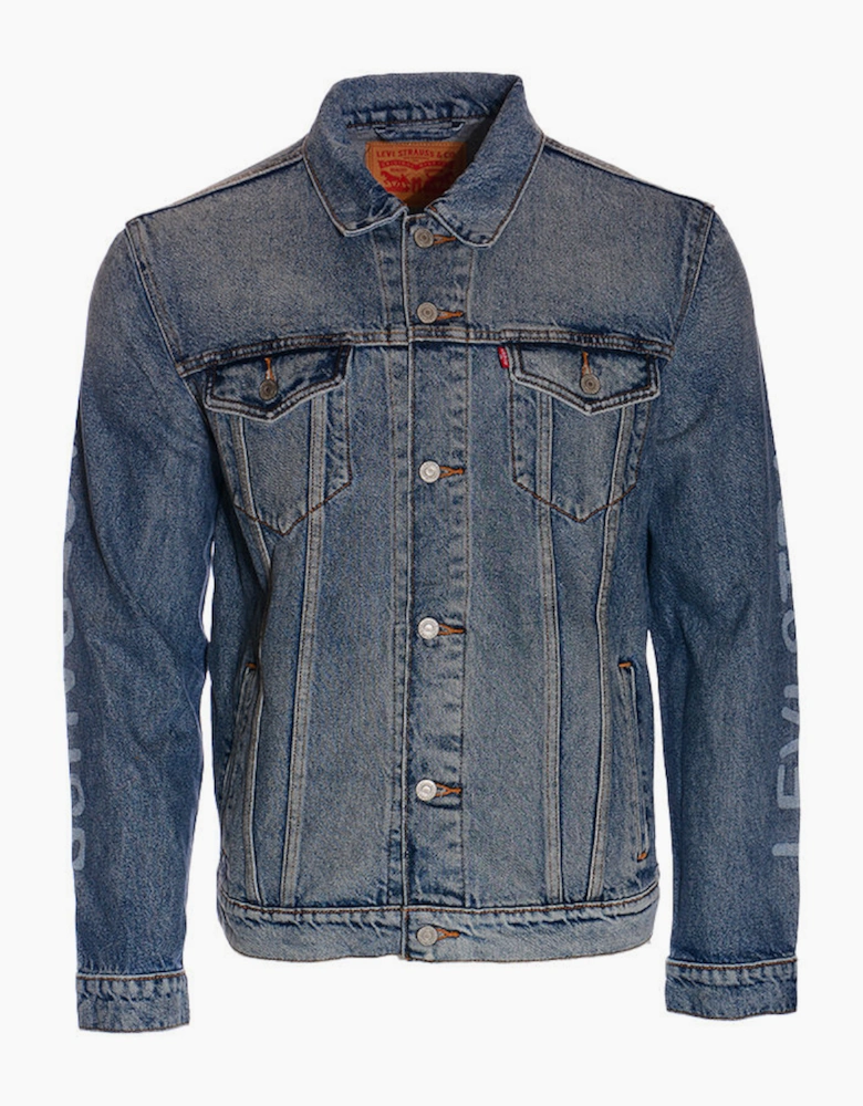 LEVIS Mens Denim Jacket Faded Blue Vintage Top