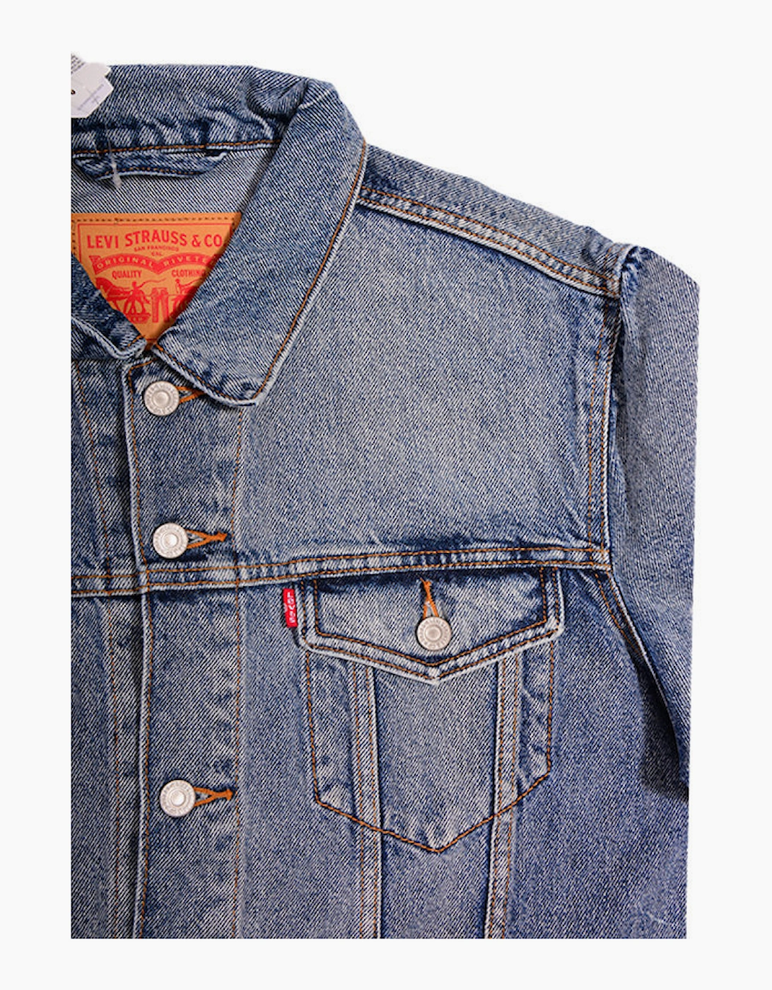 LEVIS Mens Denim Jacket Faded Blue Vintage Top