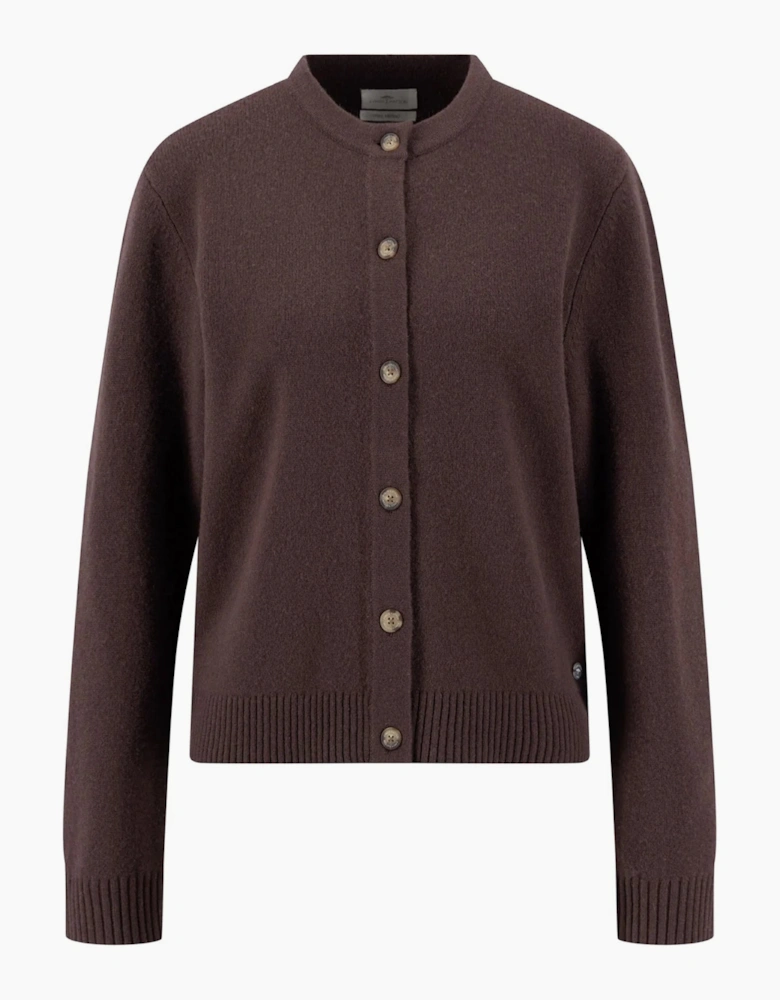 Button Merino cardigan in espresso
