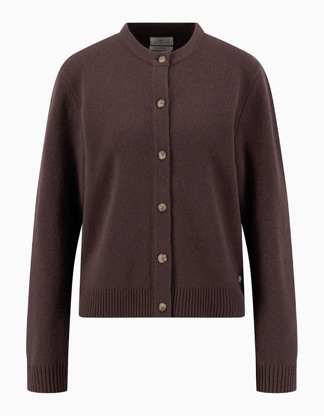 Button Merino cardigan in espresso