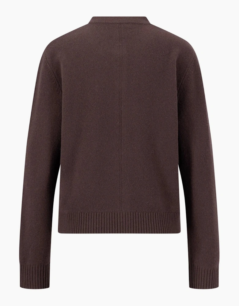 Button Merino cardigan in espresso