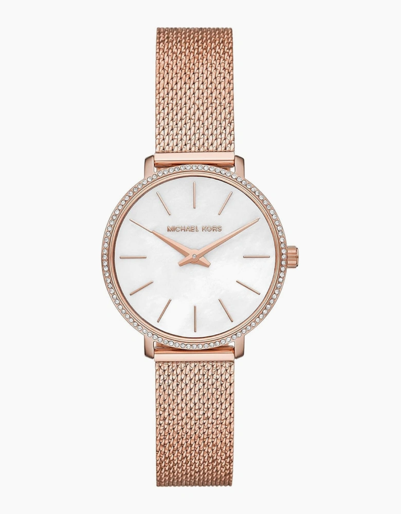Michael Kors Ladies Rose Gold Mini Pyper Pav Watch MK4588