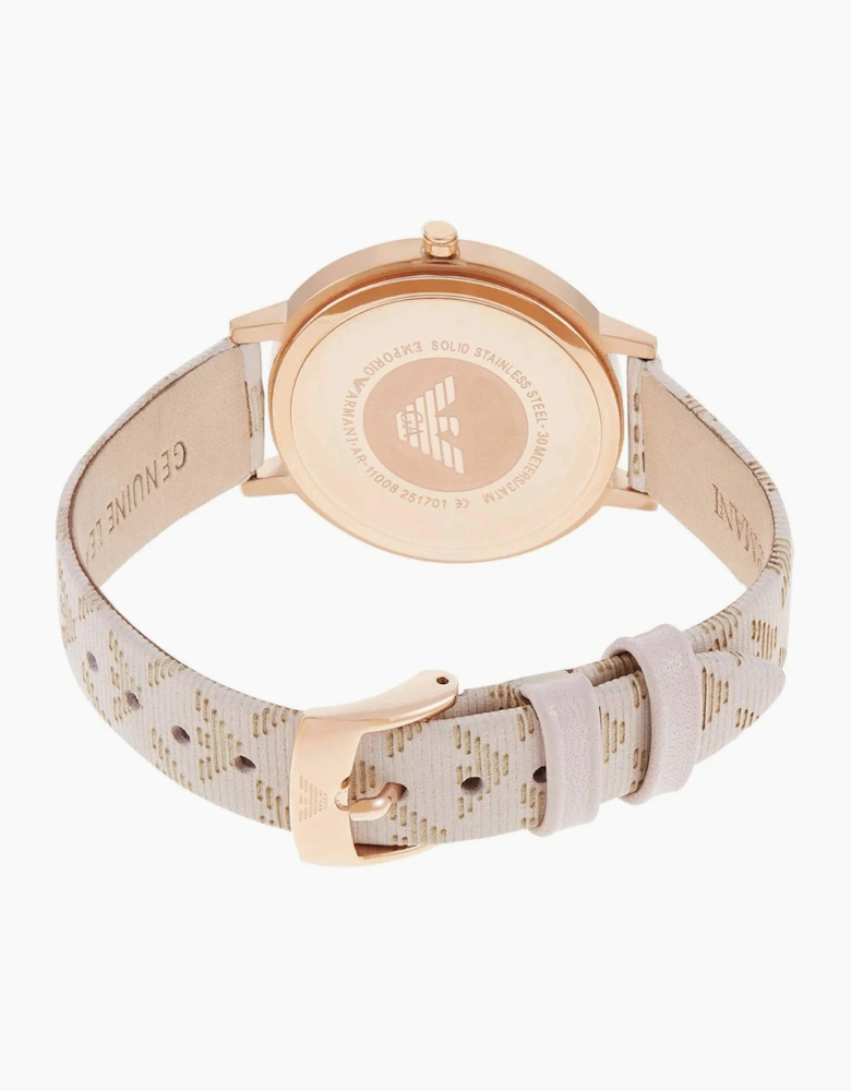 Emporio Armani AR11008 Classic White Branded Leather Ladies Watch