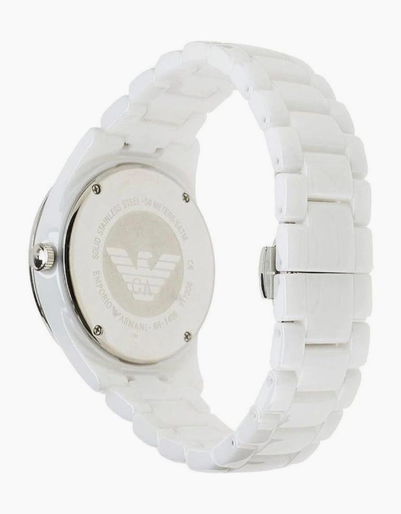 Emporio Armani AR1456 White Crystal Ceramic Ladies Watch