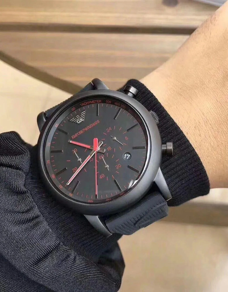 Emporio Armani AR11024 Luigi Black Rubber Chronograph Men's Watch