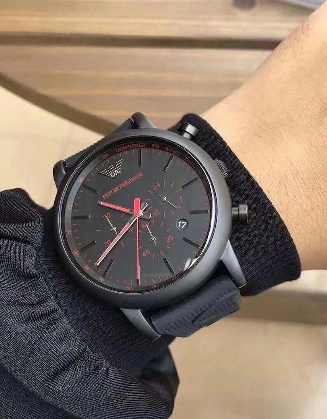Emporio Armani AR11024 Luigi Black Rubber Chronograph Men's Watch