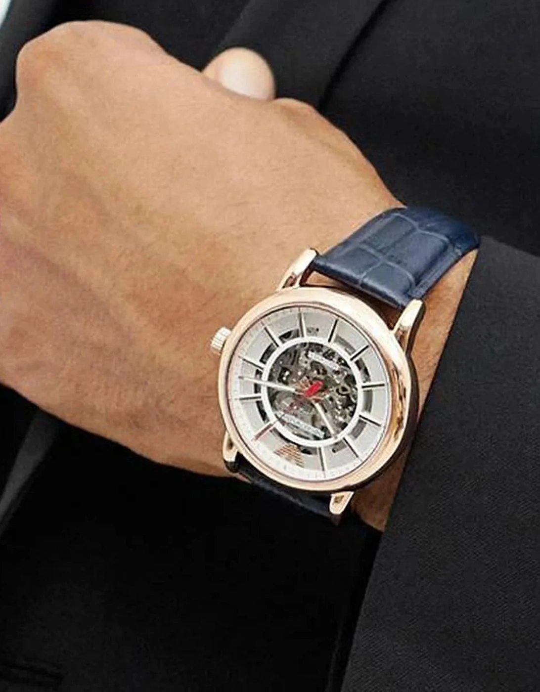 Emporio Armani  AR60009 Navy Blue Leather Men's Watch