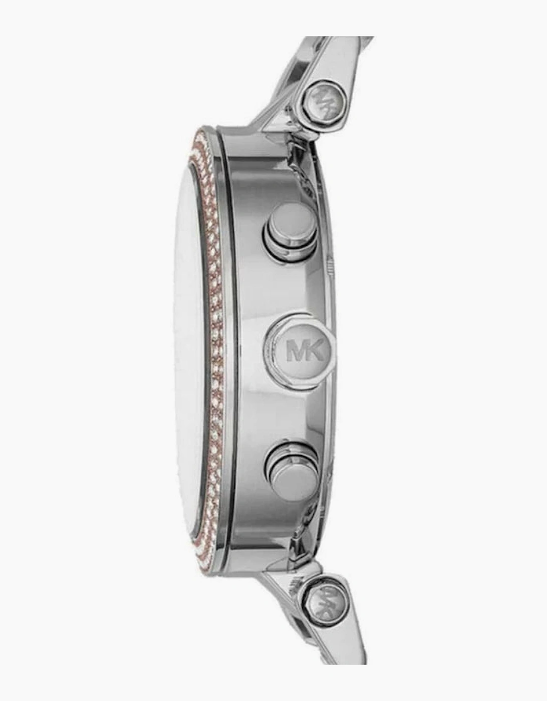 Michael Kors Designer Ladies Parker Silver & Rose Gold Chronograph Watch MK5820
