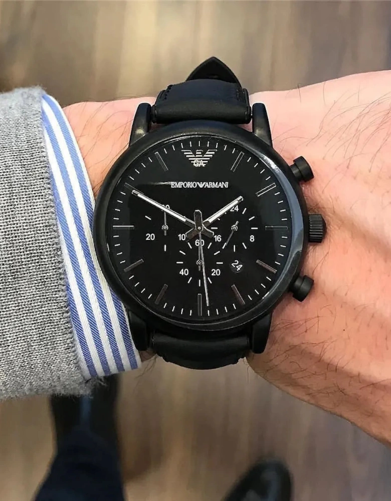 Emporio Armani AR1970 Luigi Black Leather Chronograph Men's Watch