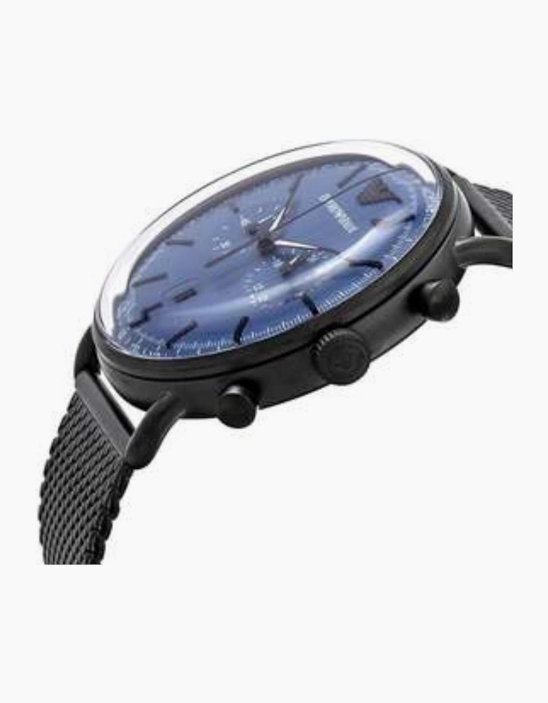 Emporio Armani  AR11201 Aviator Blue Dial Black Mesh Men's Watch