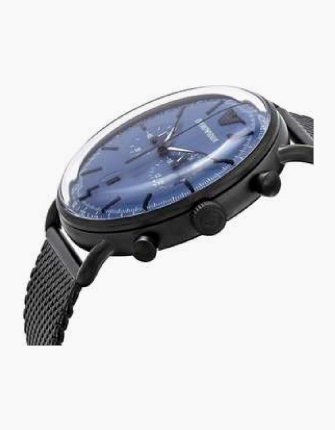 Emporio Armani  AR11201 Aviator Blue Dial Black Mesh Men's Watch