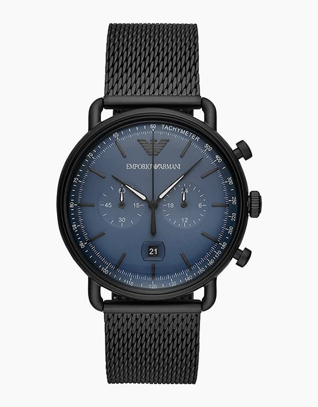 Emporio Armani  AR11201 Aviator Blue Dial Black Mesh Men's Watch