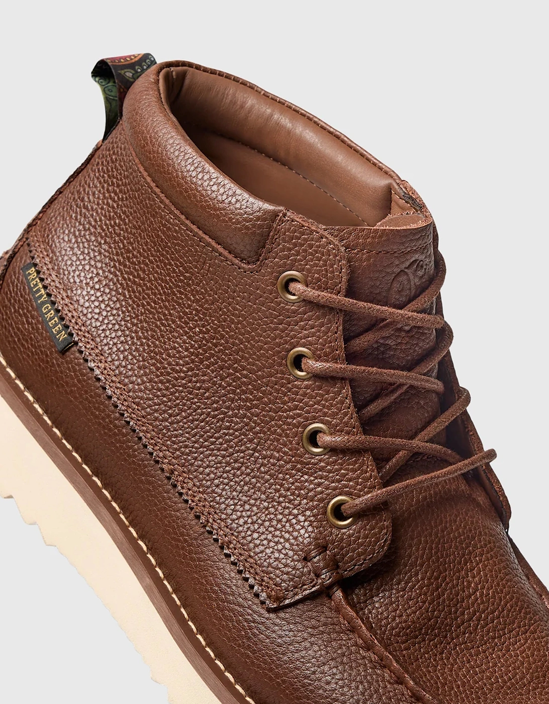 Pretty Green Ashby Boot Tumbled Leather TAN